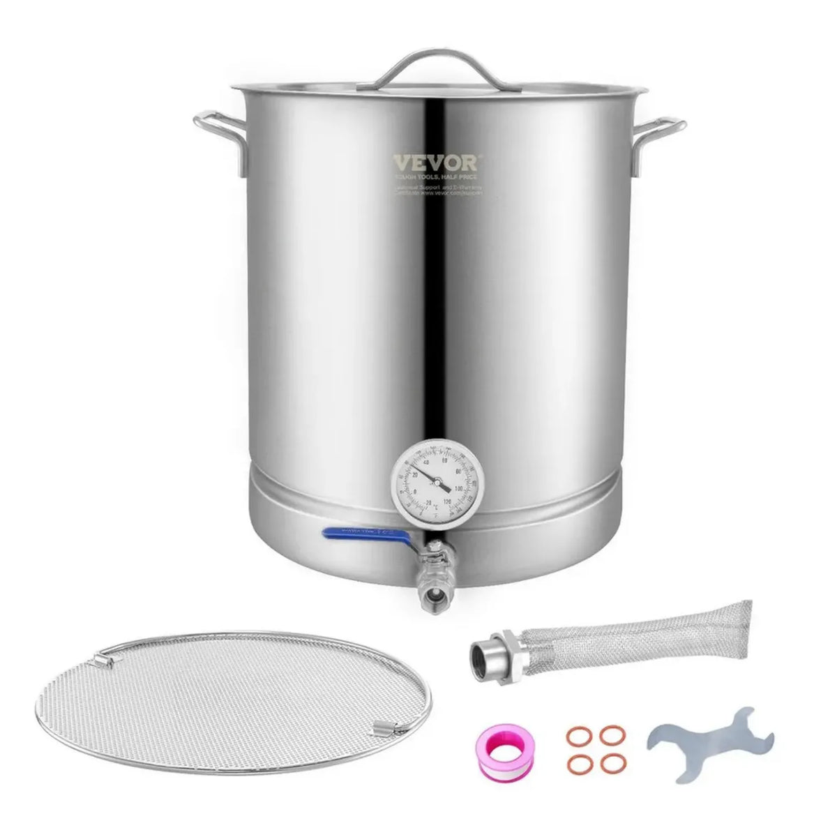 Fermentatore Birra Acciaio Inossidabile 60L con Termometro e Doppio Filtro