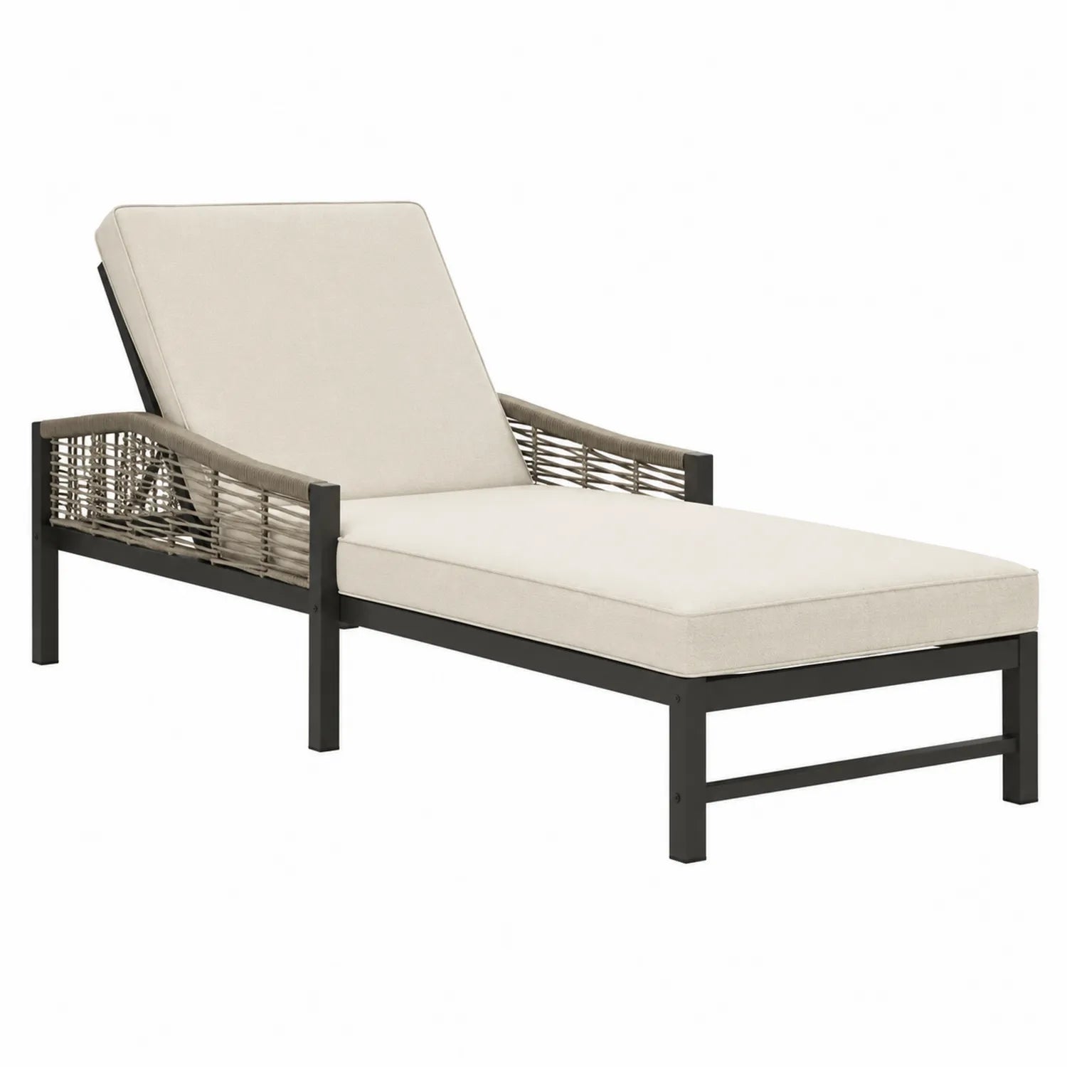 Chaise Longue da Esterno in Alluminio e Rattan Sintetico Beige