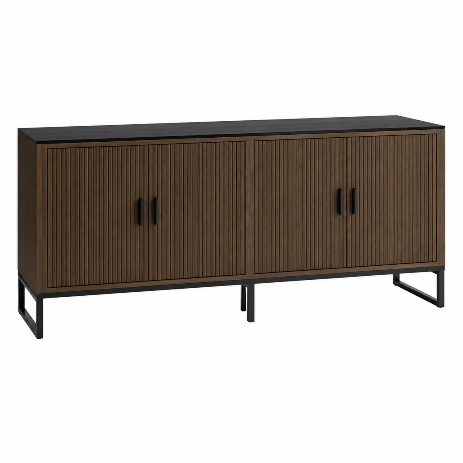 Credenza buffet in legno e metallo marrone e nero 150x40x80 cm