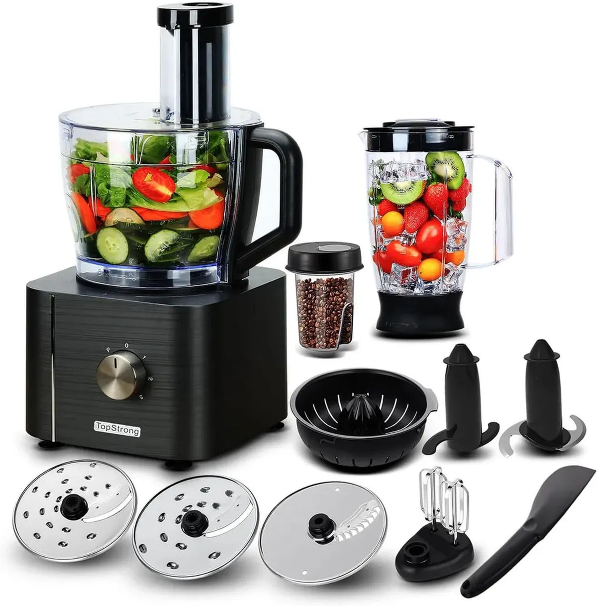 Robot da Cucina TopStrong Multifunzione 1100W, 11 in 1, con Frullatore e Accessori