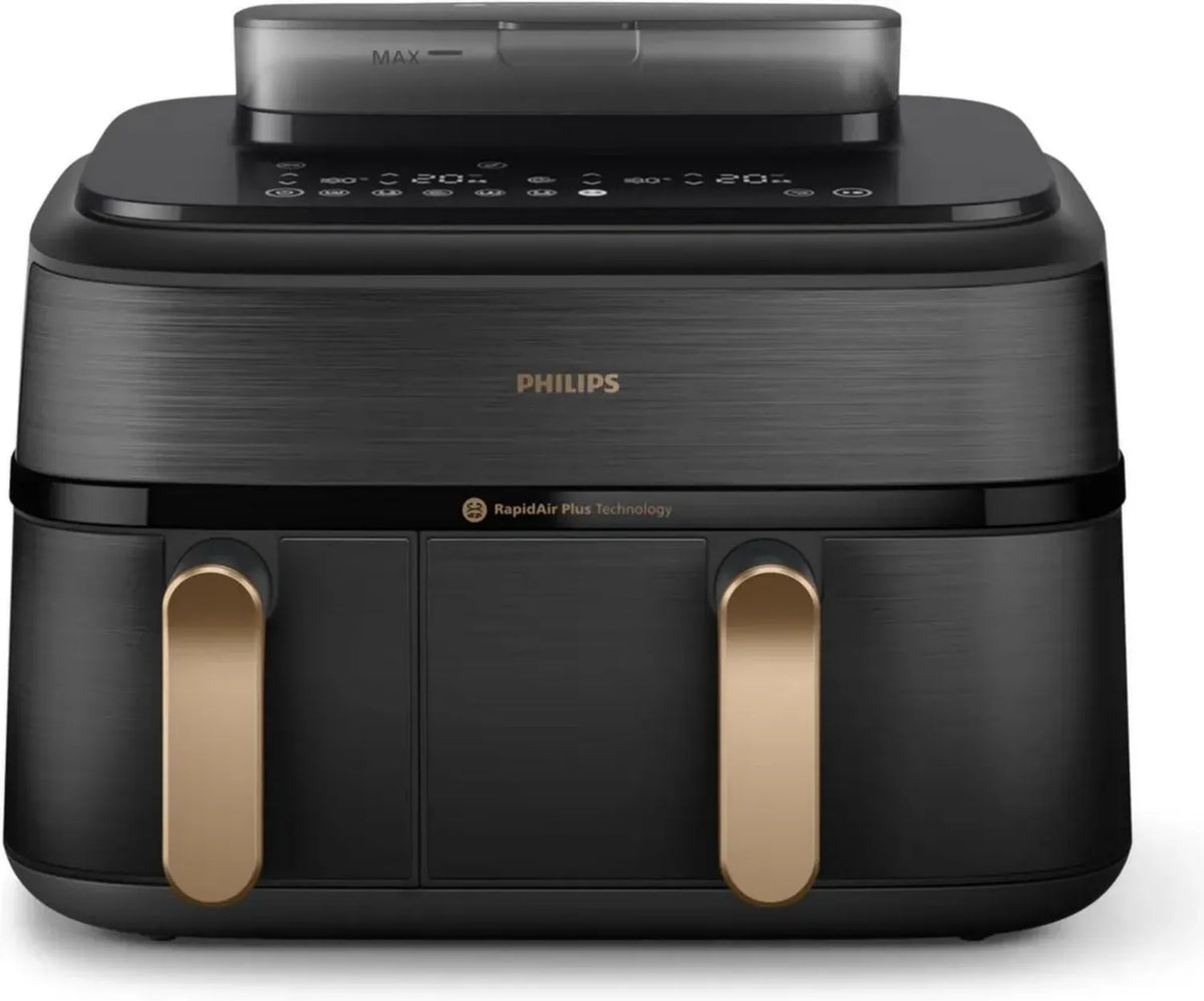 Friggitrice ad Aria Philips 5000 Serie con Funzione Vapore, Doppio Cestello, Tecnologia RapidAir, 19 Programmi, Riduzione Grassi 90%