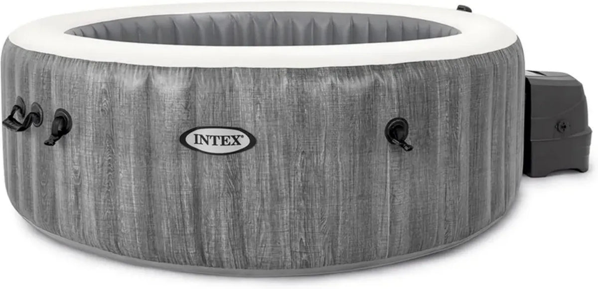 Vasca Idromassaggio Gonfiabile Intex Greywood Deluxe 4 Posti, 140 Getti, Riscaldamento, Grigio, 196x71 cm