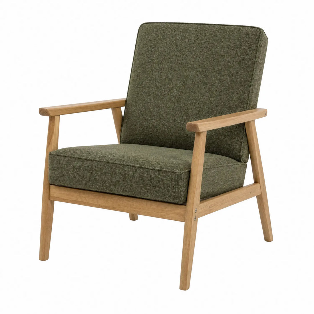 Sedia in legno con imbottitura in tessuto verde