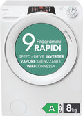 Lavatrice Candy RapidO 8 Kg 1200 Giri, Wi-Fi, Vapore, Cicli Veloci, Classe A, Bianco