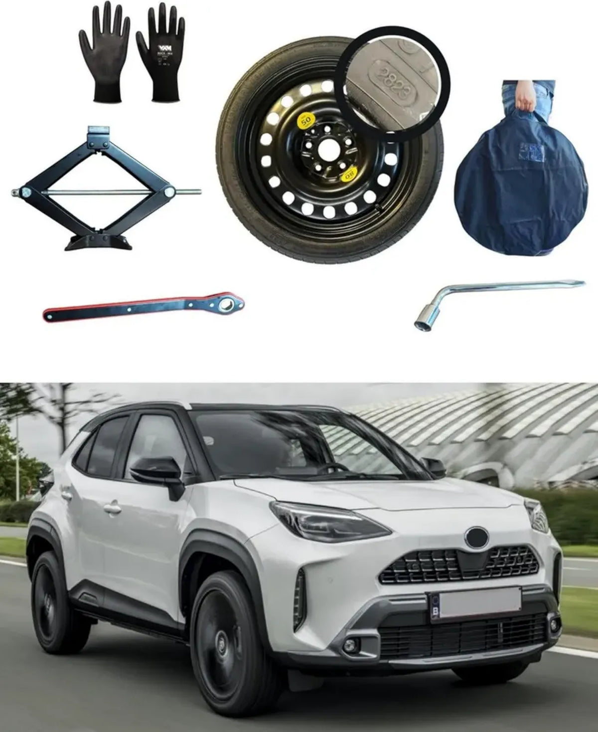 Set Ruotino di Scorta 16'' per Toyota Yaris Cross con Accessori Completi