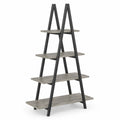 Scaffale A-Frame in metallo e legno 4 ripiani nero/grigio