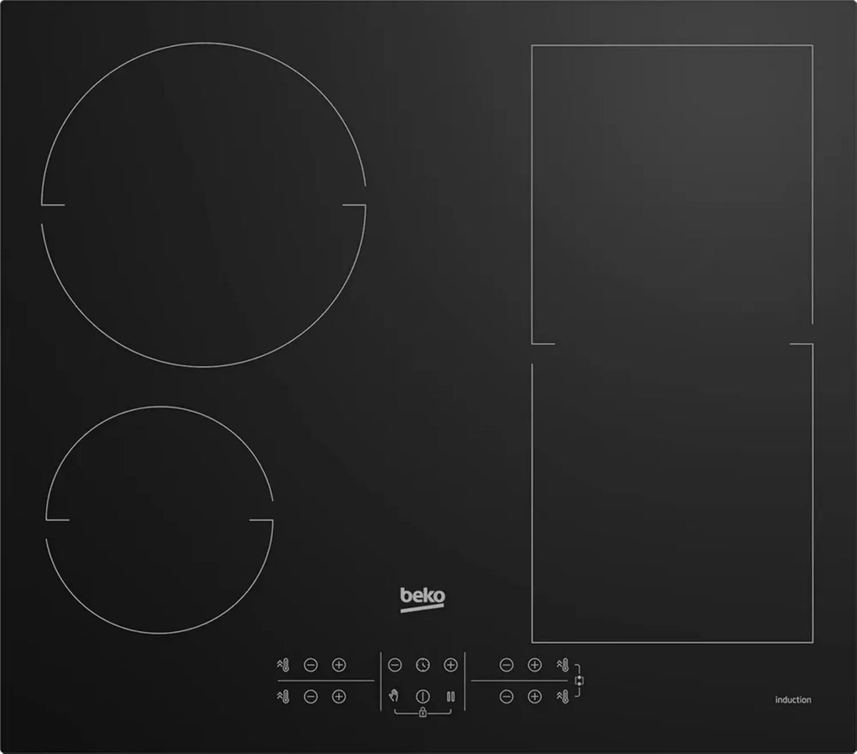 Beko HII64210FMTR - Piano a Induzione 60 cm, 4 Zone, Colore Nero