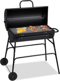 Barbecue Portatile XXL con Coperchio e Aerazione Regolabile, 96,5x103x64,5 cm, Nero