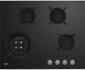 Beko HINW64229S - Piano cottura a gas con 4 fuochi e bruciatore wok, accensione elettronica, colore nero