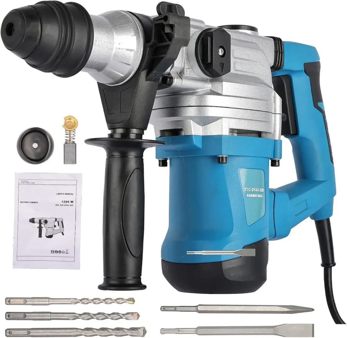 Martello Demolitore 1500W: Trapano a Percussione 3 in 1 con SDS-Plus, 32mm per Calcestruzzo, Accessori e Valigetta