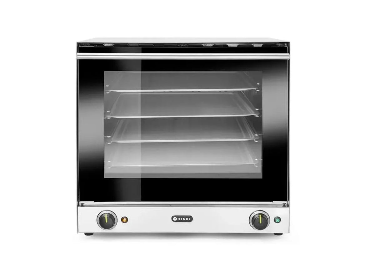 HENDI Forno a Convezione 2670W, 4 Teglie, 2 Ventole, 50-300°C, Timer 120min, Doppio Vetro