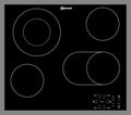 Piano cottura vetroceramica Bauknecht 60cm, 4 zone, acciaio inox