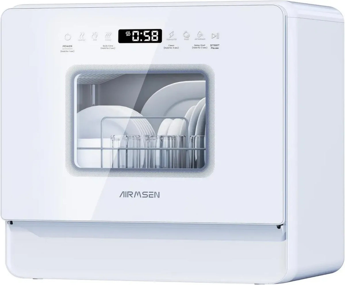 Lavastoviglie Compatta AIRMSEN con 9 Programmi e Serbatoio da 5L, Controllo Touch e Schermo LED