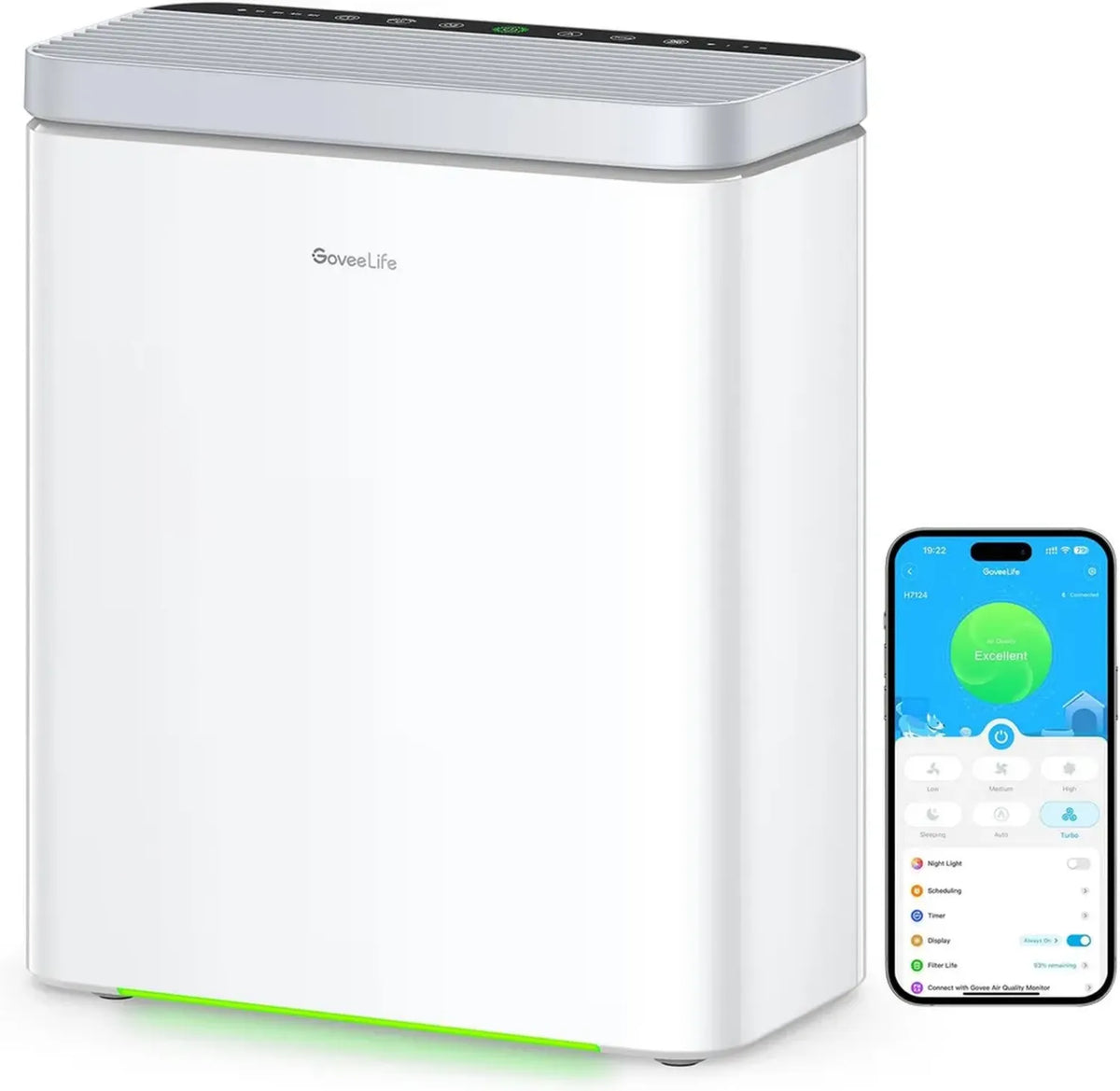 Purificatore d'aria con filtro HEPA per grandi ambienti, compatibile con Alexa, copertura 318 m²
