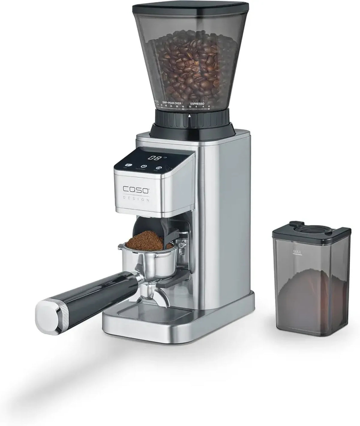 Macchina da Caffè CASO BaristaChef Inox - Macinacaffè di Precisione, 48 Livelli, Aroma Eccezionale