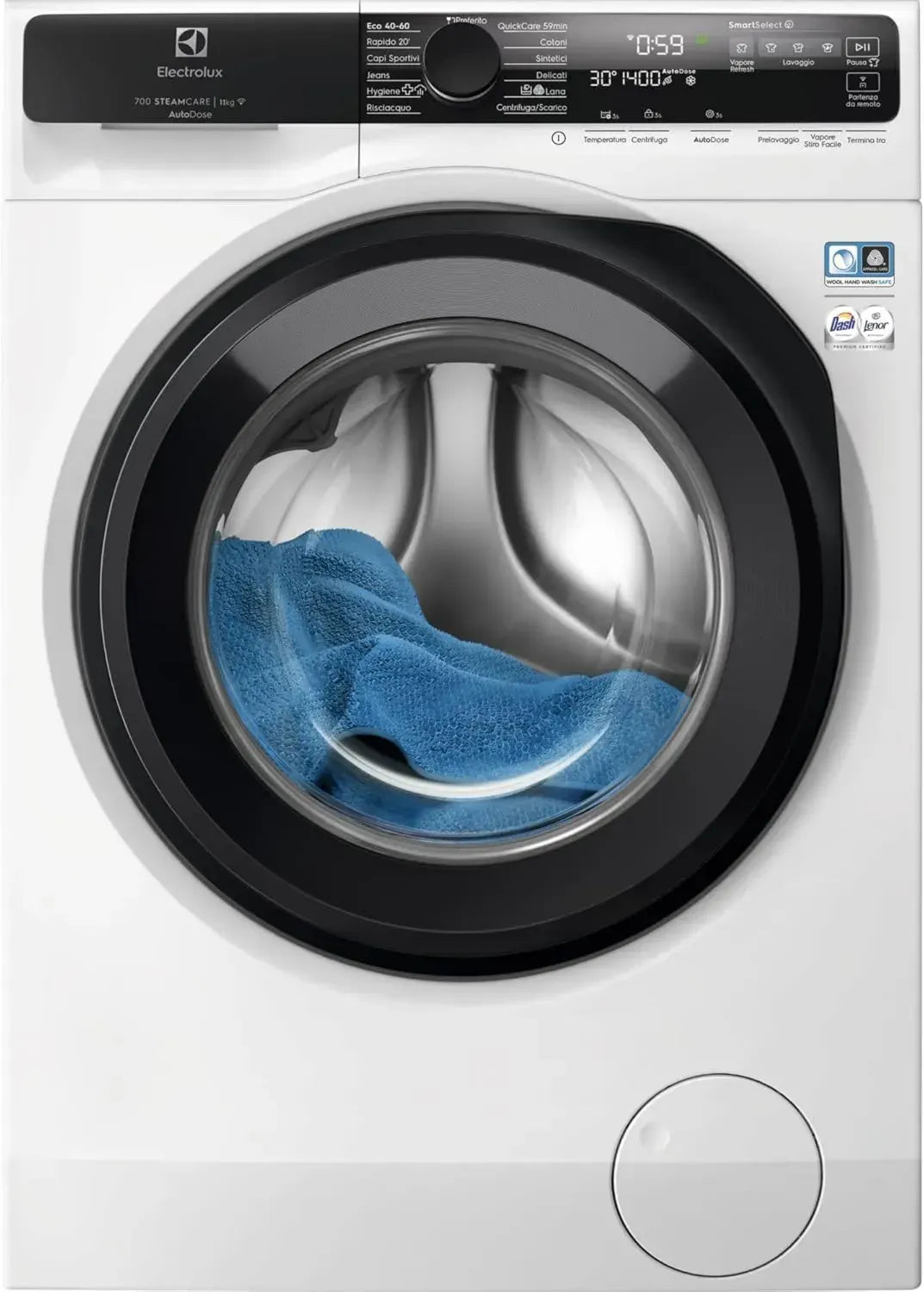 Lavatrice Electrolux 11 kg SteamCare AutoDose WiFi, Programmi Rapidi e Motore Silenzioso, Efficienza Energetica A