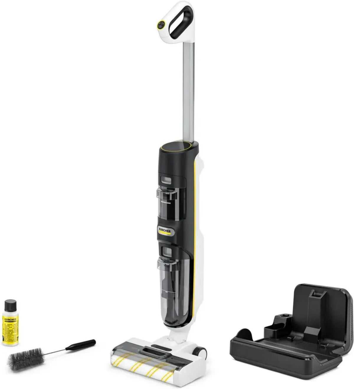 Aspirapolvere e Lavapavimenti Karcher FCV 4 Senza Fili - Uso Secco e Bagnato - Copertura fino a 200 m² con Stazione Asciugatura