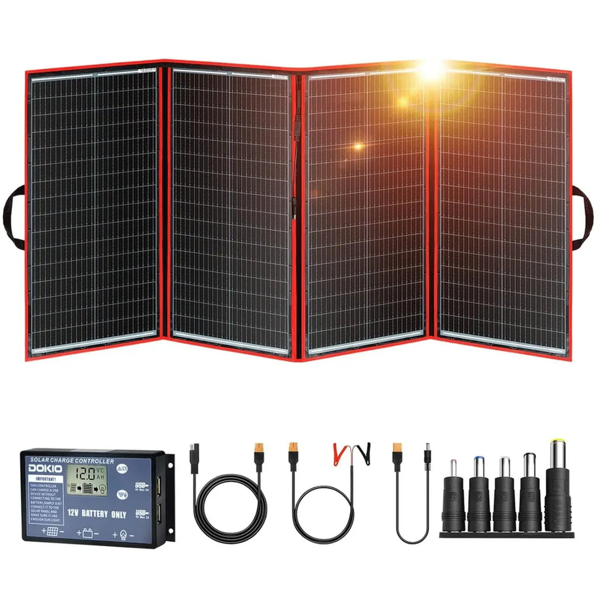 Pannello Solare Portatile DOKIO 300W con Regolatore 20A e Doppia USB