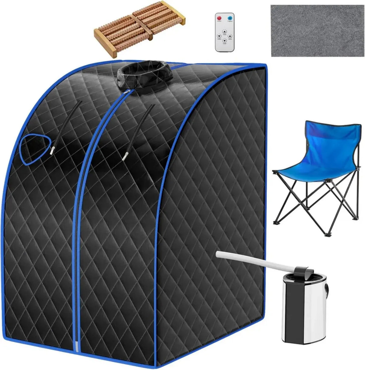 Sauna Portatile HOMASIS con Sedia, Controllo Temperatura e Timer, Spa Personale con Telecomando, 1000W, Nero