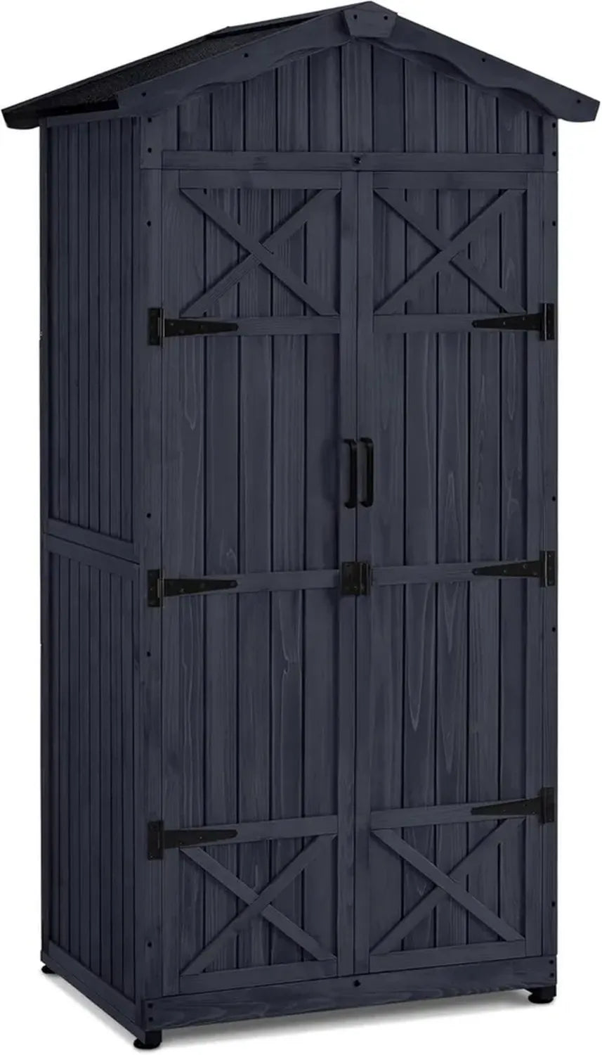 Capanno in Legno Impermeabile MCombo per Giardino, Resistente alle Intemperie, 74x99x193 cm, Grigio Antracite