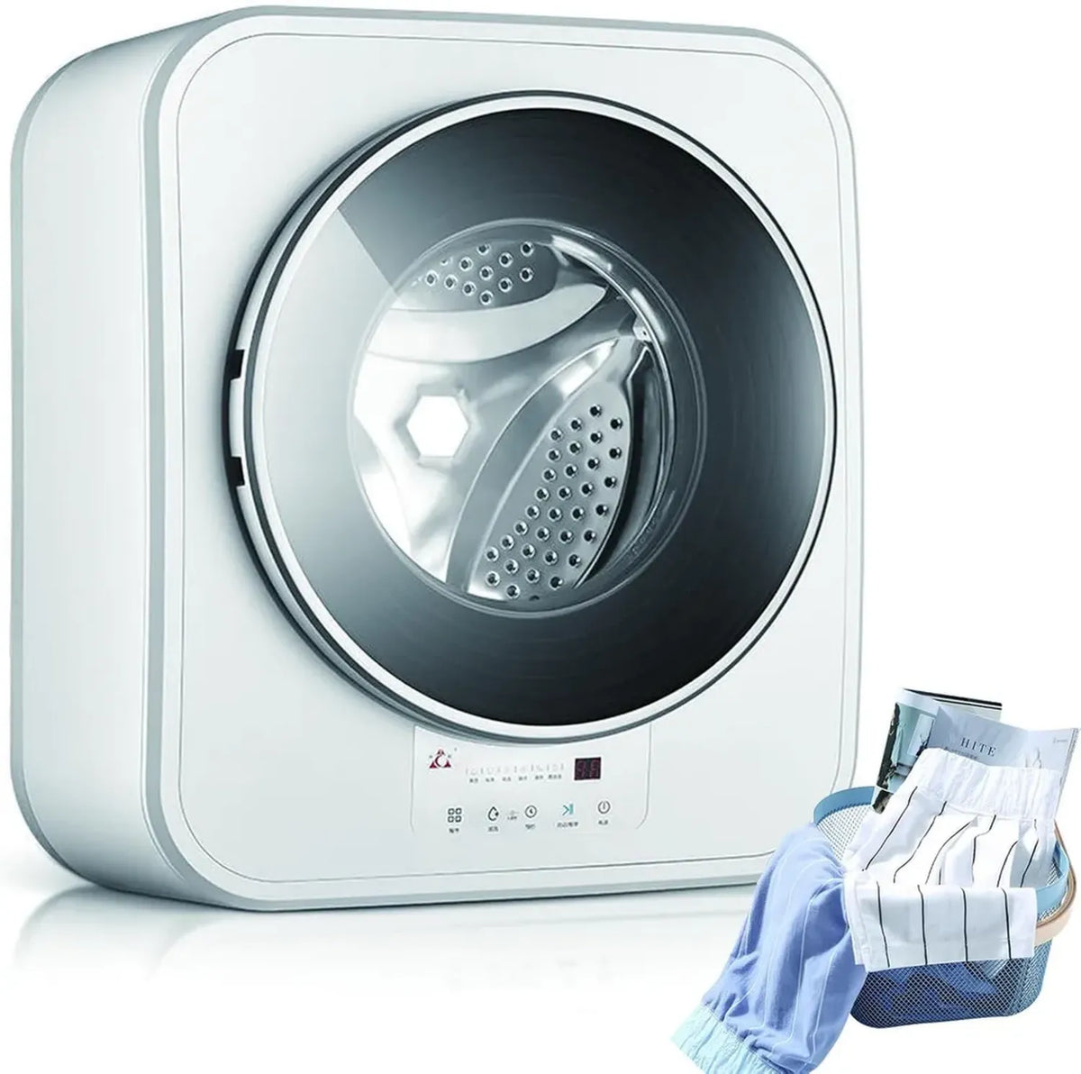 Lavatrice Compatta a Parete 3KG con Asciugatura 800W, 15 Minuti Rapidi