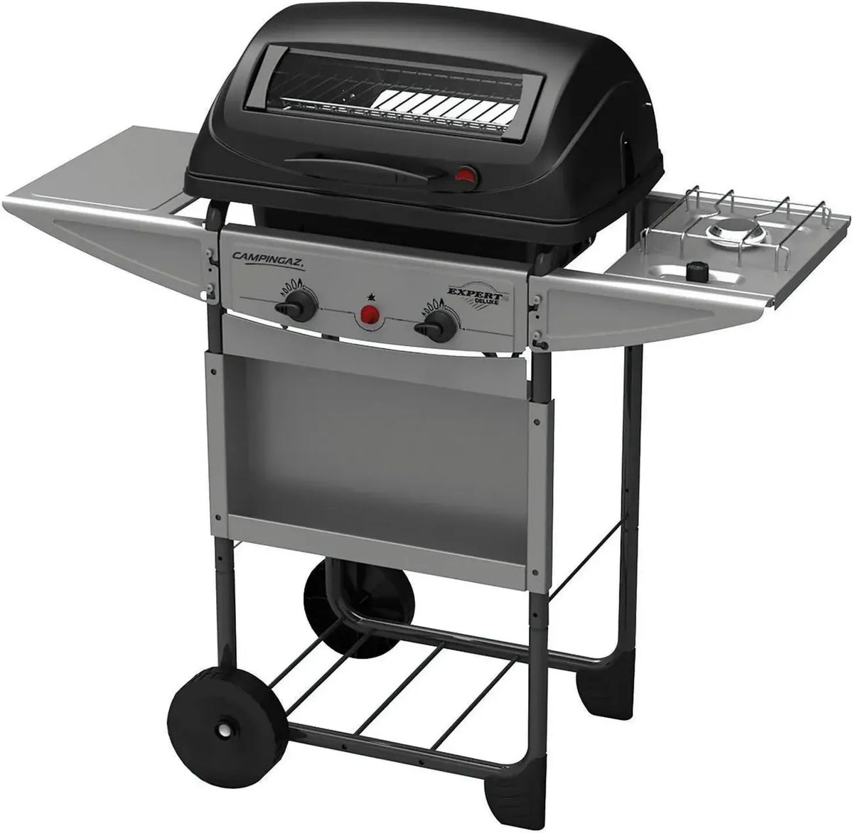 Barbecue a Gas con Pietra Lavica per Esterni, Nero e Argento