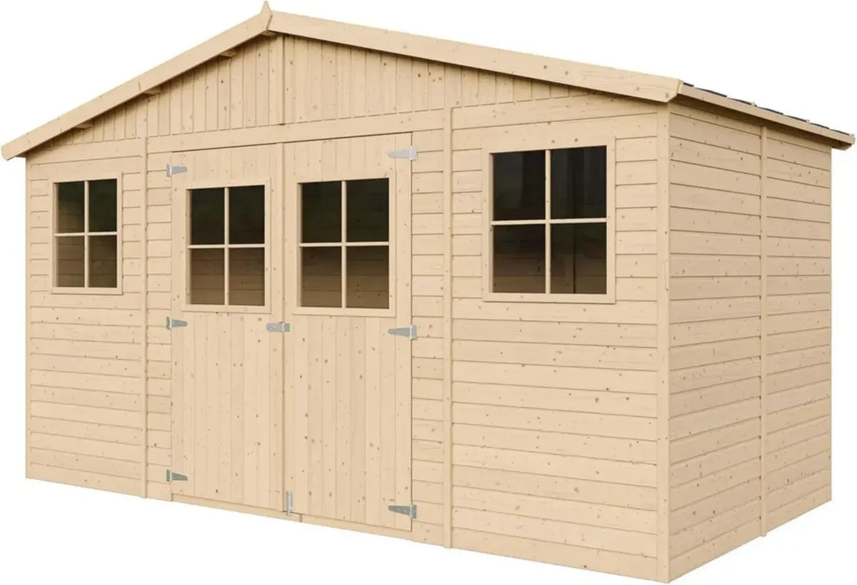 Capanno in Legno Naturale con Finestre per Giardino 8m² - Deposito per Attrezzi e Biciclette