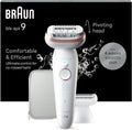Depilatore Braun Silk-épil 9 con Testina Flessibile, Epilazione Facile Wet & Dry, Pelle Liscia Duratura, Bianco/Rosa