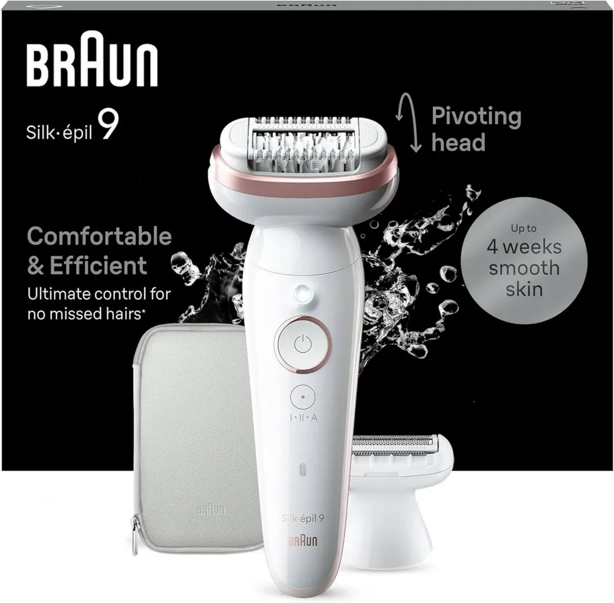 Depilatore Braun Silk-épil 9 con Testina Flessibile, Epilazione Facile Wet & Dry, Pelle Liscia Duratura, Bianco/Rosa