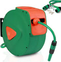 Avvolgitubo per Giardino con Supporto a Parete e Blocco Automatico, Tubo PVC 20m