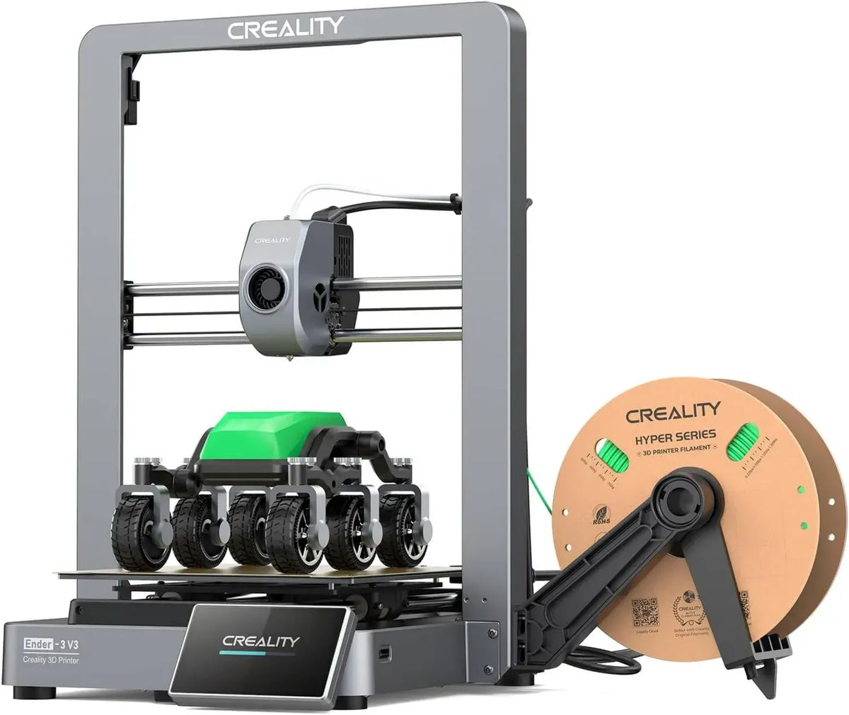 Stampante 3D Creality Ender-3 V3, Alta Velocità 600 mm/s, Struttura Metallica, Estrusore Diretto Doppio Ingranaggio, Hotend 60W 300°C