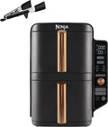 Friggitrice ad Aria XL Ninja Double Stack con Doppia Zona e 6 Funzioni, Capienza 9.5L, Nero/Rame