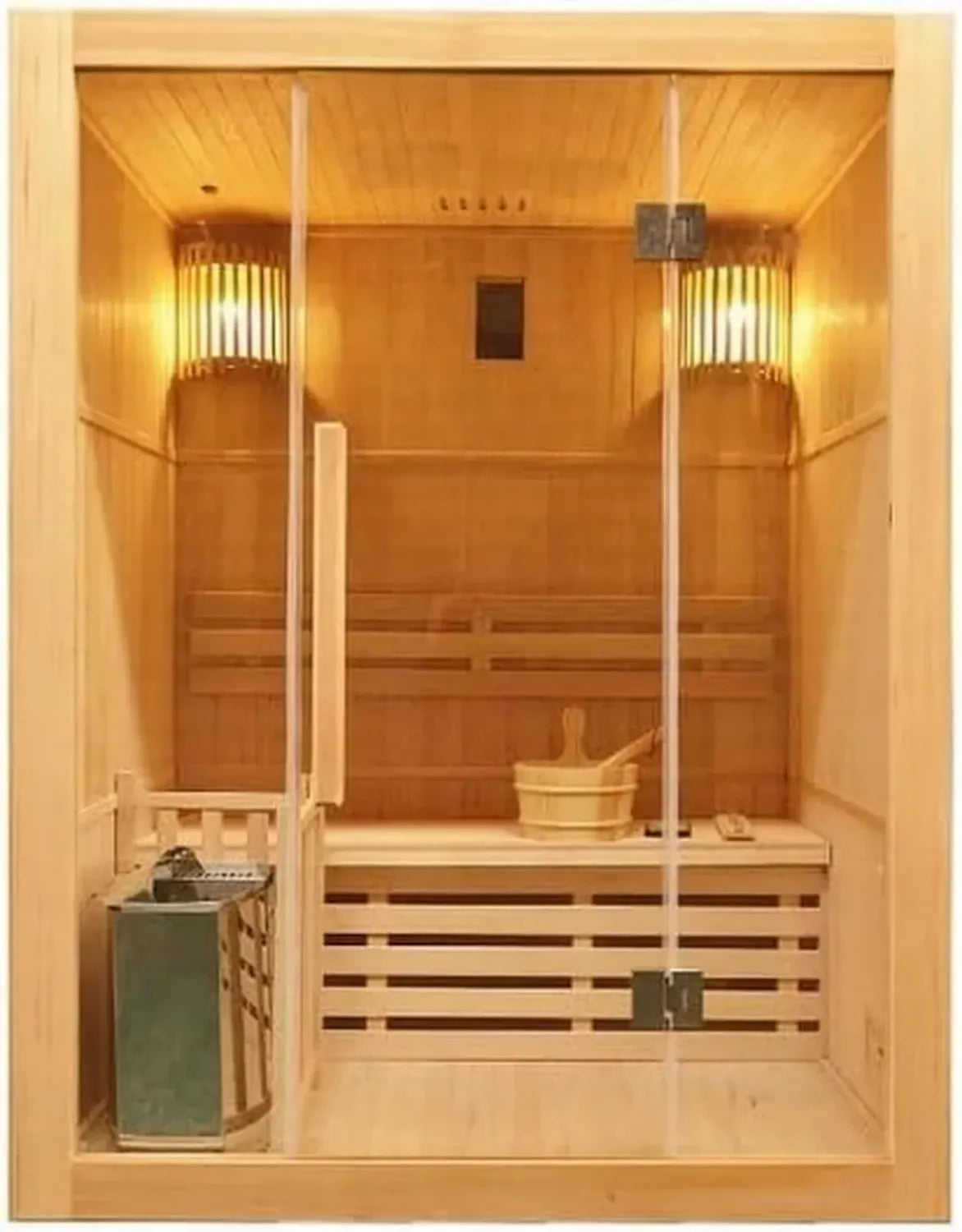 Sauna Finlandese 3 Posti in Legno di Hemlock Canadese con Vetro