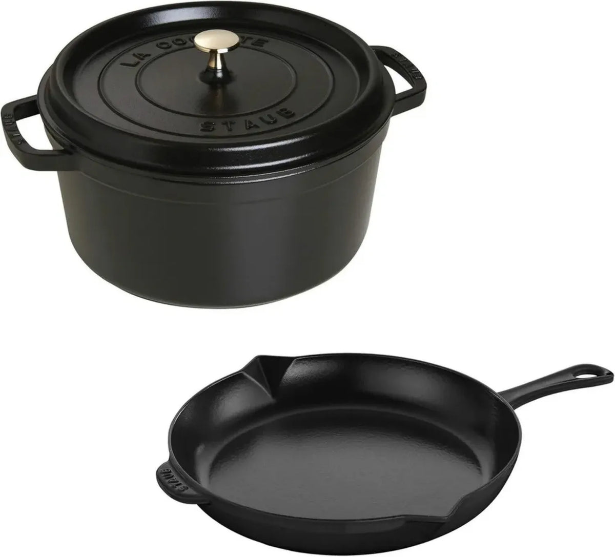 Set di pentole in ghisa STAUB, Nero opaco, Resistente e di qualità