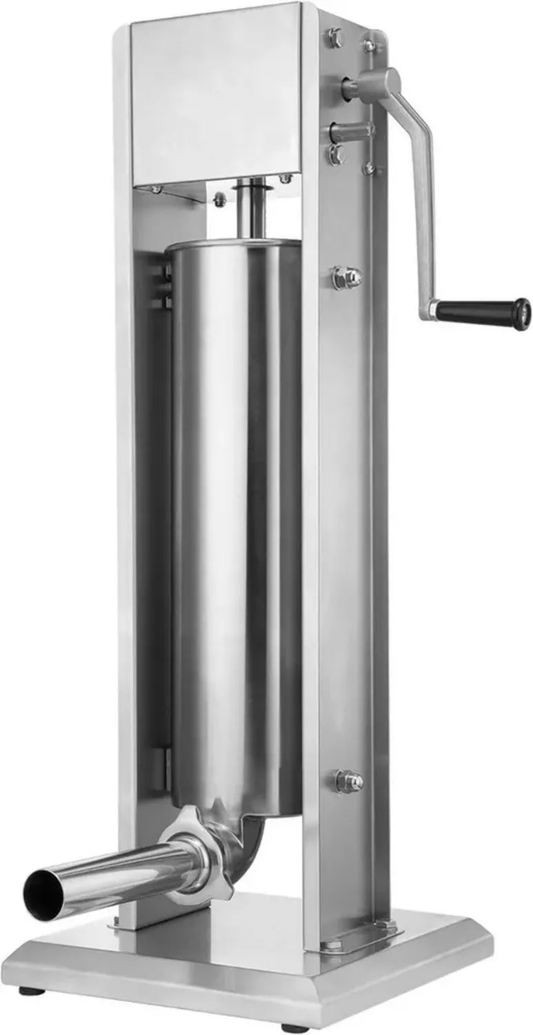 Insaccatrice Professionale in Acciaio Inox con 4 Tubi di Riempimento, 7 Litri, Argento