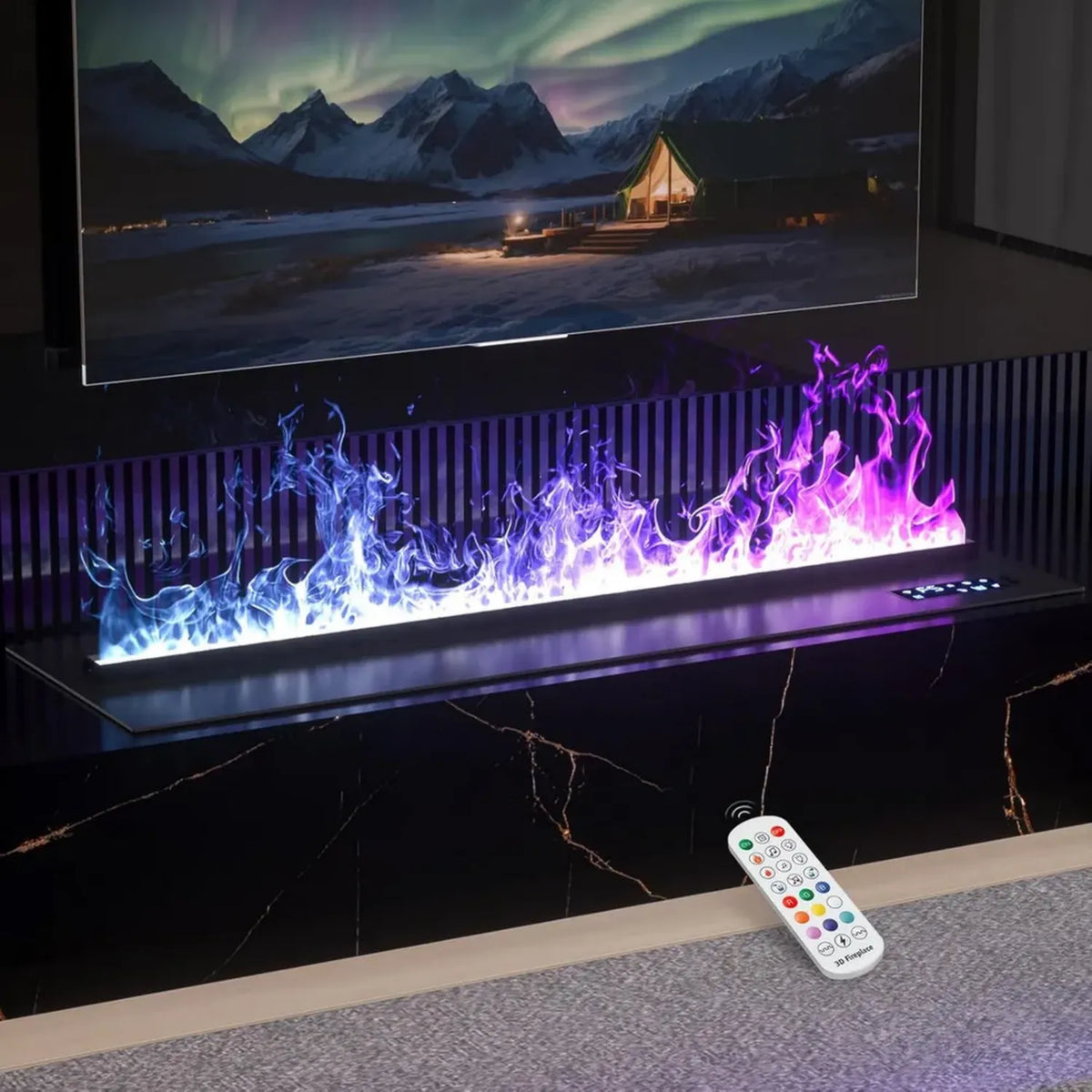 Caminetto Elettrico 3D con Controllo App, 200 cm, 9 Colori, Sicuro per Casa