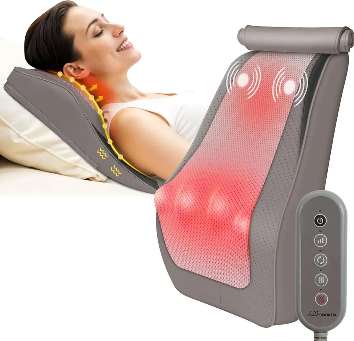Cuscino Massaggiante Shiatsu con Calore per Collo e Schiena, Snailax