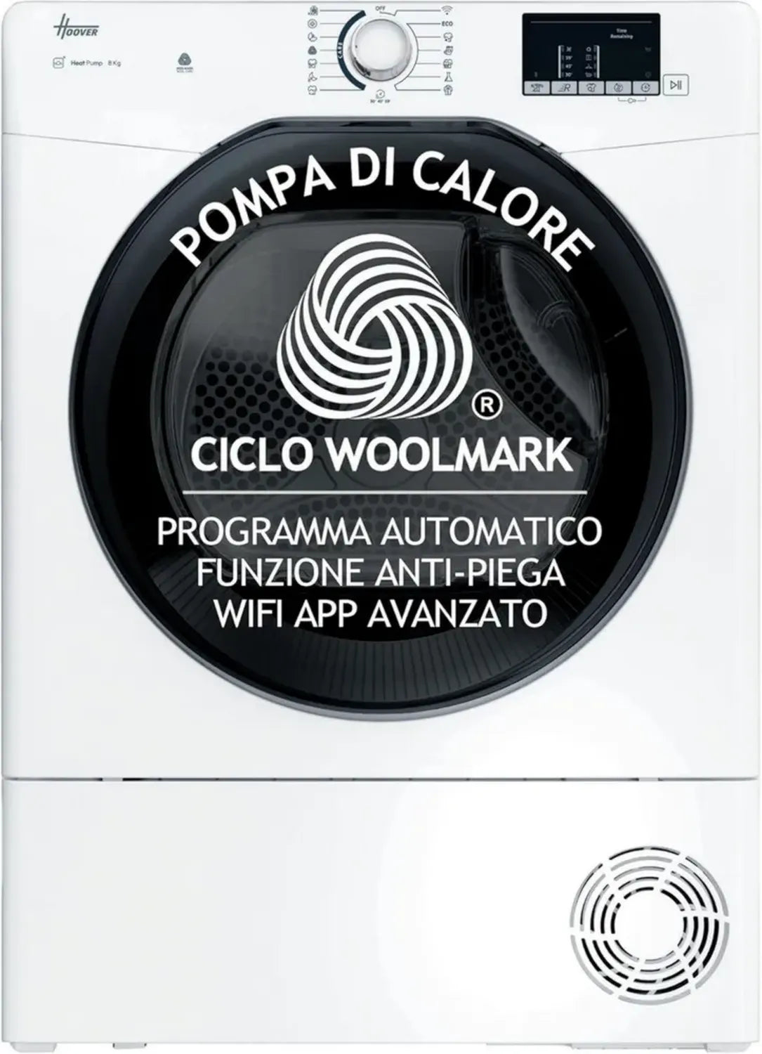 Hoover H-DRY 350 Asciugatrice 8 Kg, Pompa di Calore, Wi-Fi, 16 Programmi, Bianca, Classe D