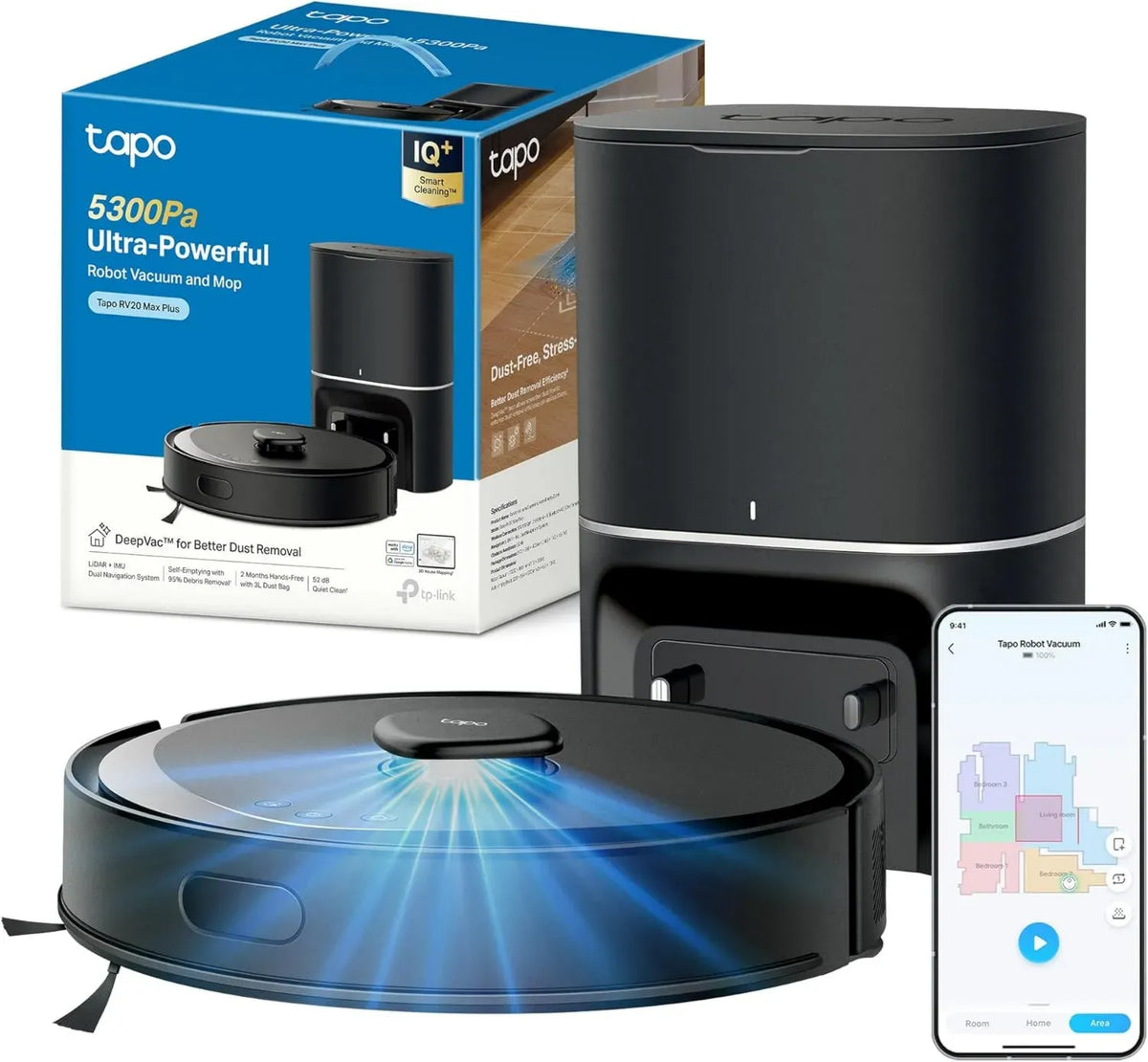 Robot Aspirapolvere Tapo RV30 Max Plus con Mappatura Avanzata e Svuotamento Automatico