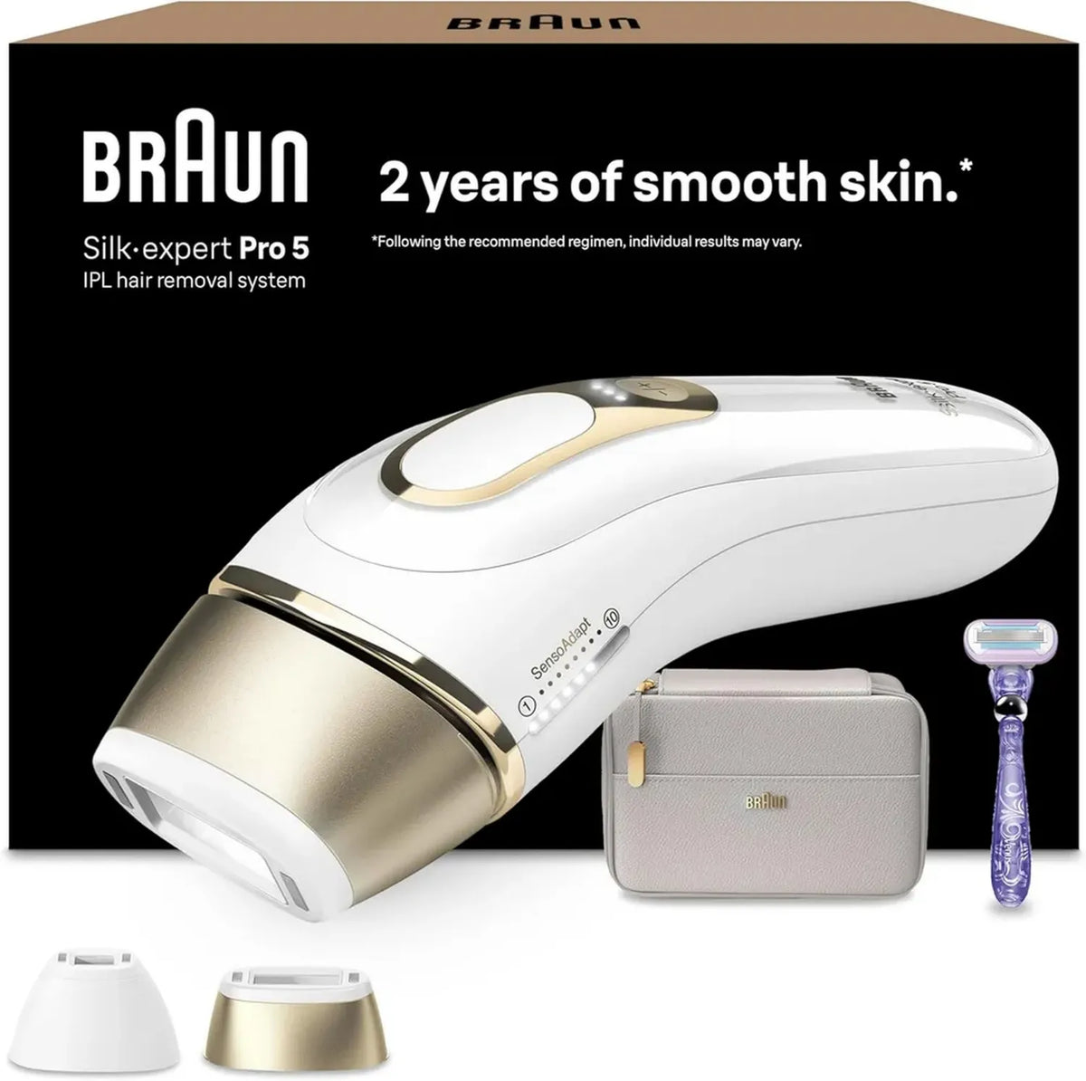 Epilatore Braun Silk Expert Pro 5 IPL per Viso e Corpo, Adatto a Zone Sensibili, Accessori Inclusi