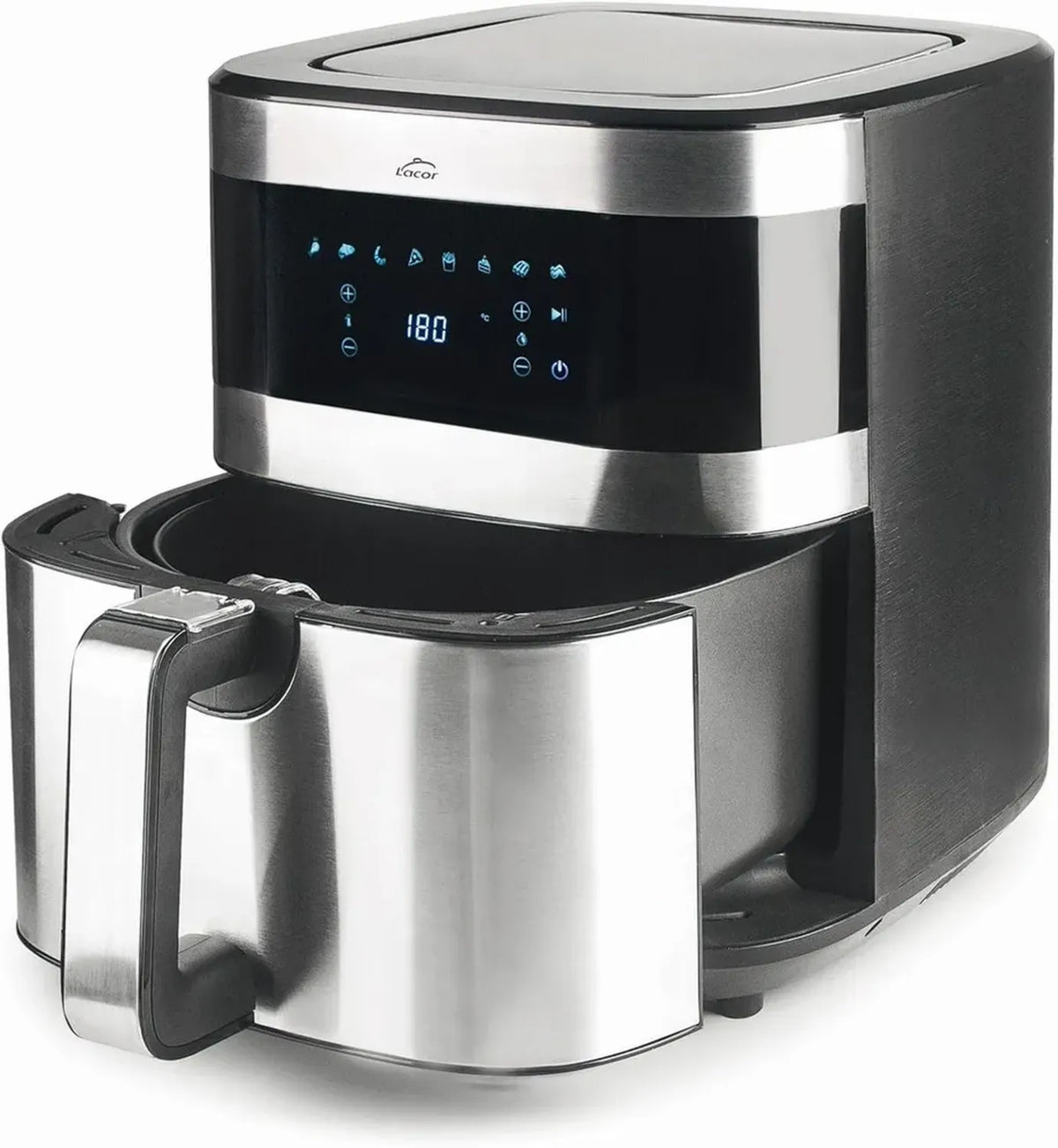Friggitrice ad Aria Lacor Ecofry 5.5L, Touch Screen 1500W, 8 Programmi, Ricettario Incluso