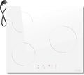Piano Cottura a Induzione Noxton, 3 Zone, 60 cm, Bianco, Controllo Touch, 3500W, Timer Integrato, 9 Livelli di Potenza, Spegnimento Automatico