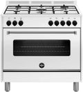 Cucina a gas La Germania 90x60 cm, 5 fuochi con forno elettrico, colore bianco