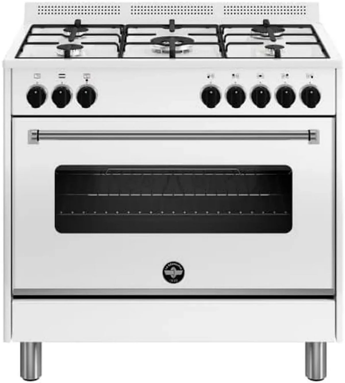 Cucina a gas La Germania 90x60 cm, 5 fuochi con forno elettrico, colore bianco